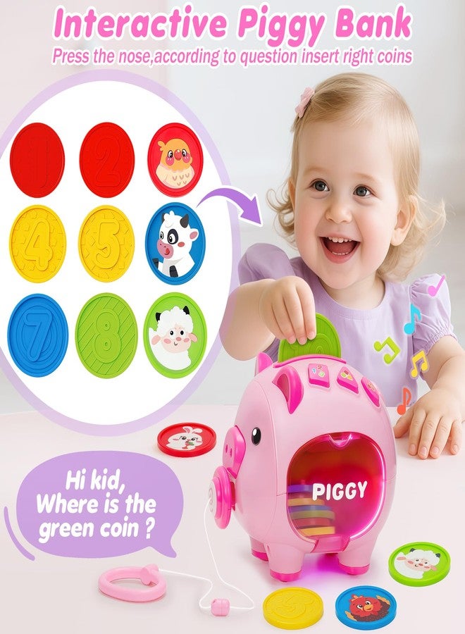 Aigybobo Piggy Bank for Kids, Toddler Toys for 1 Year Old Girl, Musical Number Counting & Color Learning Coin Bank, Baby 6-9-12-18 Months Interactive Toys, Christmas Birthday Gifts for Kids Girls Boys Age 1-3 - Image 2